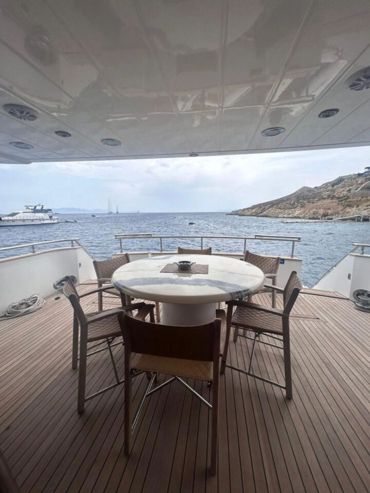 Mykonos Private Luxury Yacht Cruise | Full-Day Tour to Delos & Rhenia or South with a luxury motor yacht Cantieri Itaversil 82 Golden Yachting and Sailing