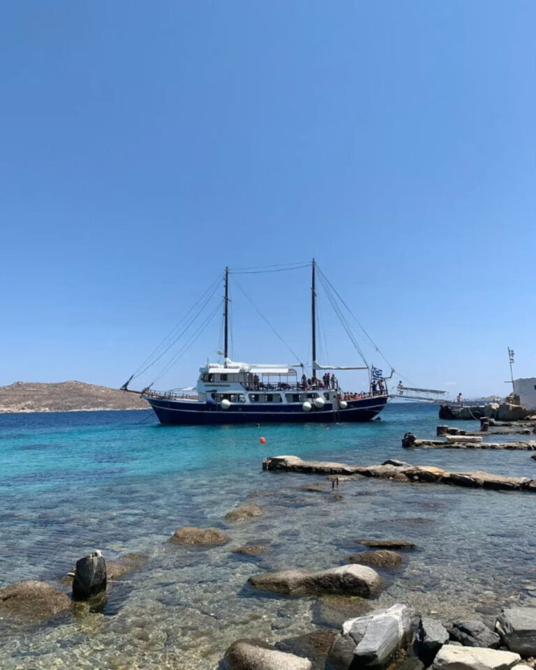 Mykonos Shared Cruise to Delos and Rhenia with a traditional wooden boat_schooner liberty 31 Golden Yachting and Sailing