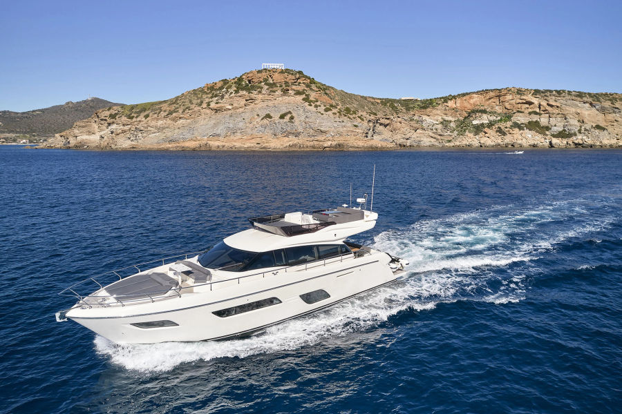 Luxury Ferretti 550 (El Petas) in Athens – Exclusive Motor Yacht Charter Golden Yachting and Sailing