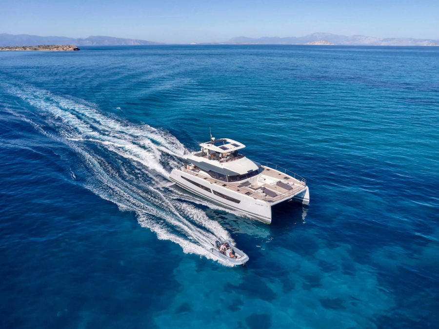 Experience Ultimate Luxury on ChristAl MiO: A Power Catamaran Yacht Charter in Athens Golden Yachting and Sailing