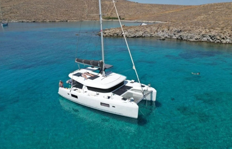 Mykonos Private Half-Day Catamaran Cruise in delos/Rhenia or southern beaches ( Lagoon 42) Golden Yachting and Sailing