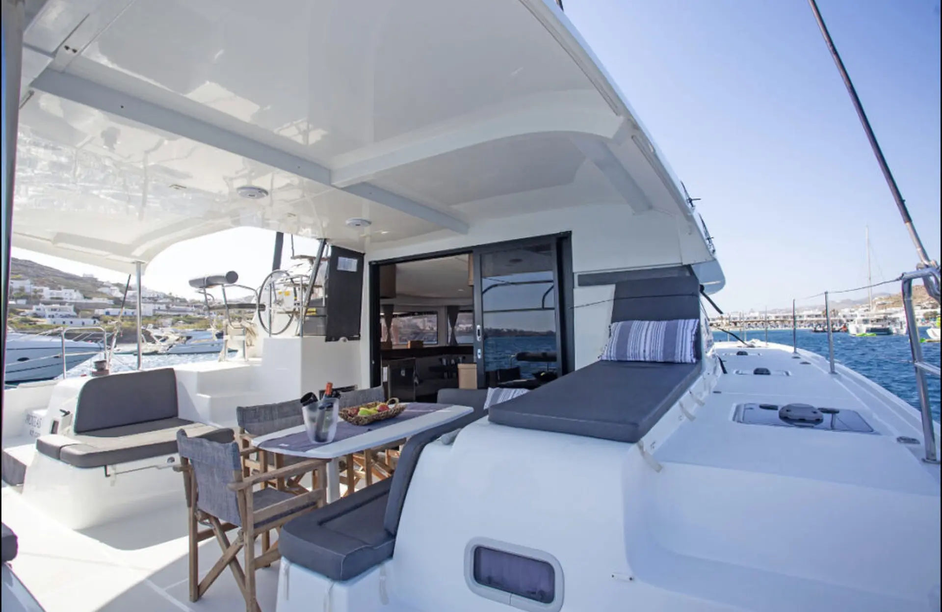 Mykonos Private Half-Day Catamaran Cruise in delos/Rhenia or southern beaches ( Lagoon 42) Golden Yachting and Sailing