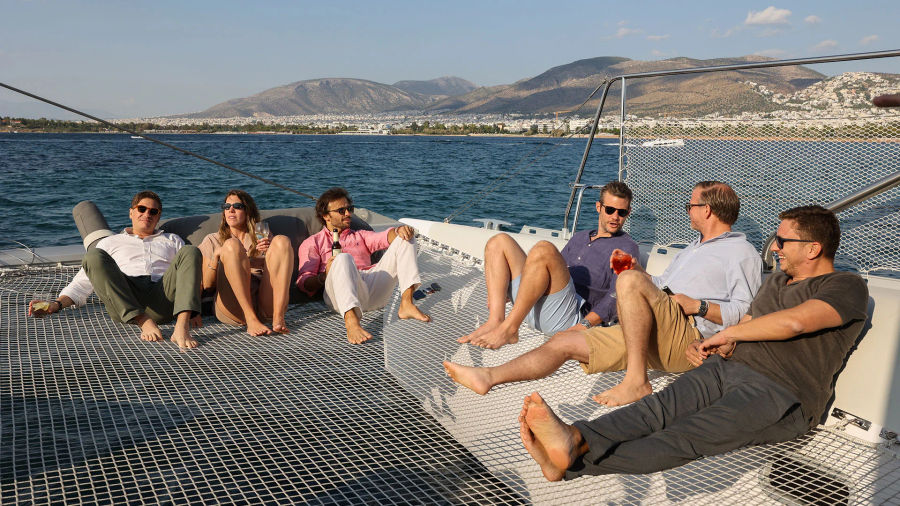 Large Group Catamaran Cruise in Athens – Party, Relax, and Explore Greece’s Waters Golden Yachting and Sailing