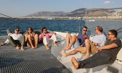 Large Group Catamaran Cruise in Athens – Party, Relax, and Explore Greece’s Waters Golden Yachting and Sailing