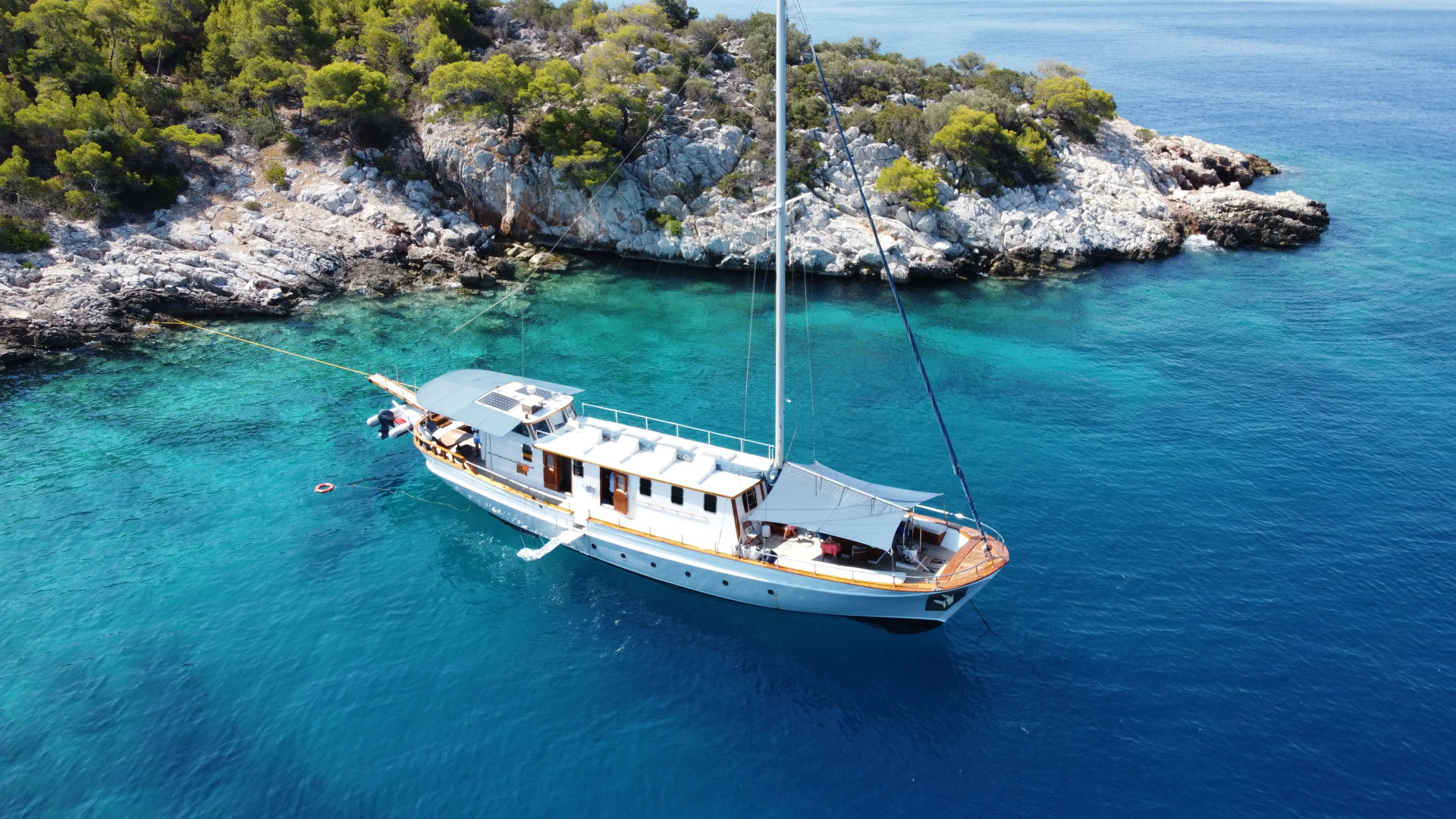Motor Sailer 81ft (Cosmos) Athens charter for rental Golden Yachting and Sailing
