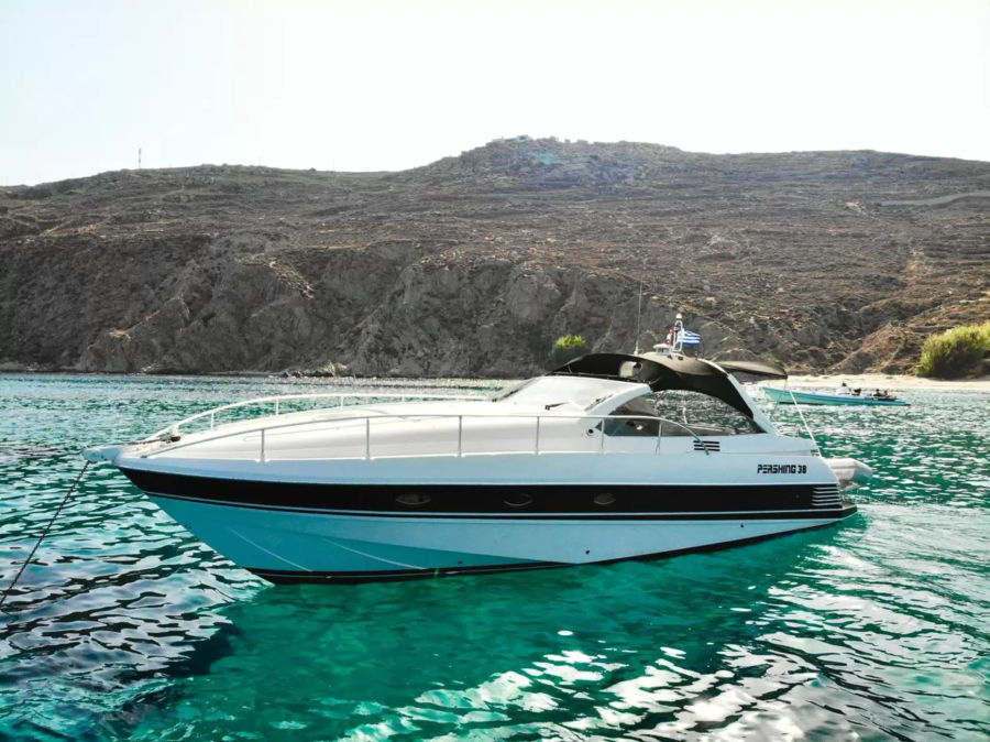 Mykonos Half-Day luxury cruise with motor yacht Pershing 38 Golden Yachting and Sailing