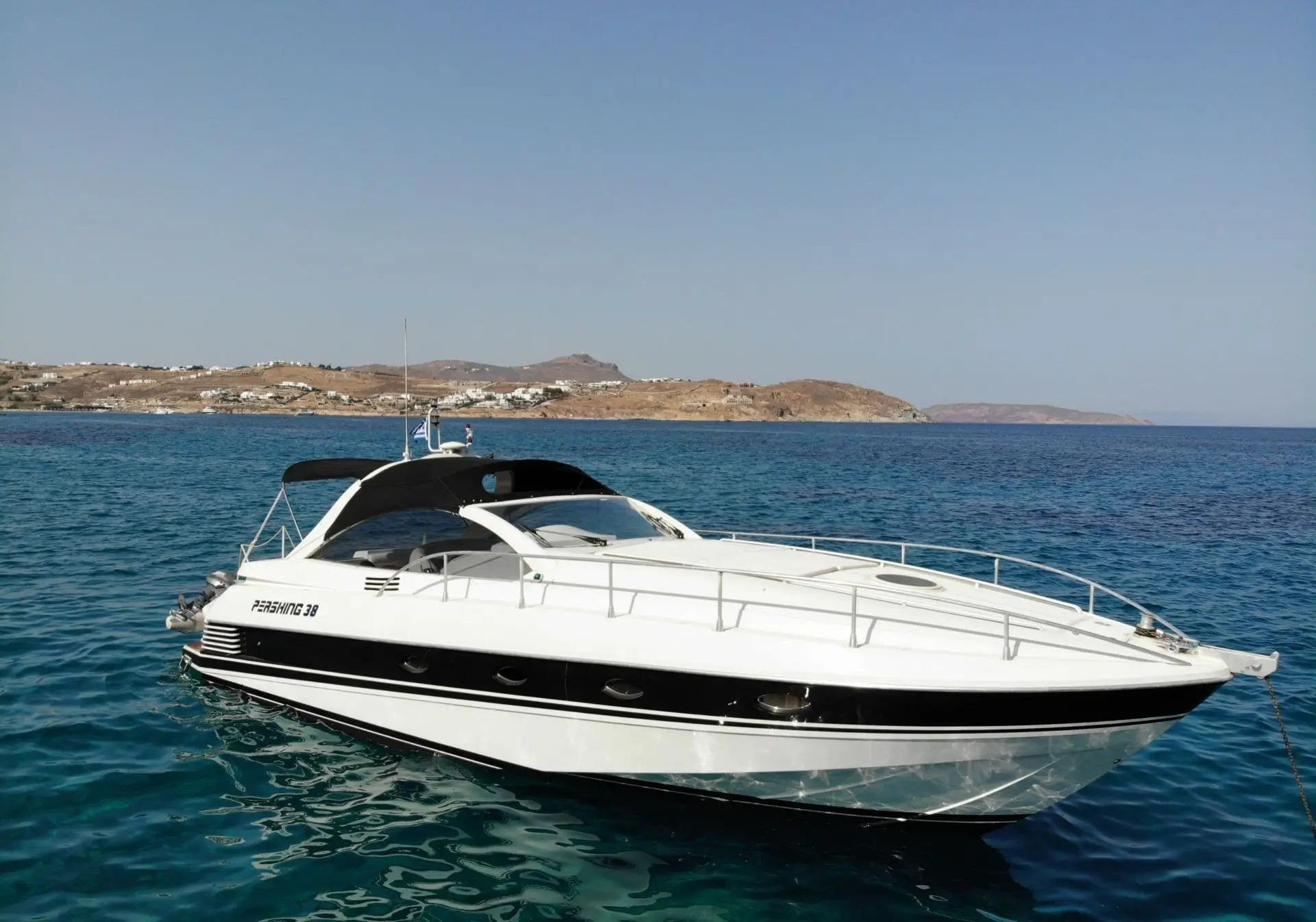 Mykonos Half-Day luxury cruise with motor yacht Pershing 38 Golden Yachting and Sailing