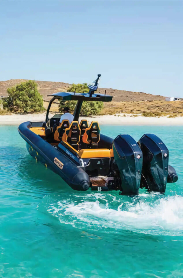 Mykonos private rib boat cruise to Delos-Rhenia or southern beaches (Skipper BSK 34NC) Golden yachting and Sailing