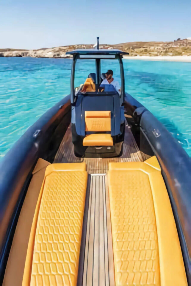 Mykonos private rib boat cruise to Delos-Rhenia or southern beaches (Skipper BSK 34NC) Golden yachting and Sailing