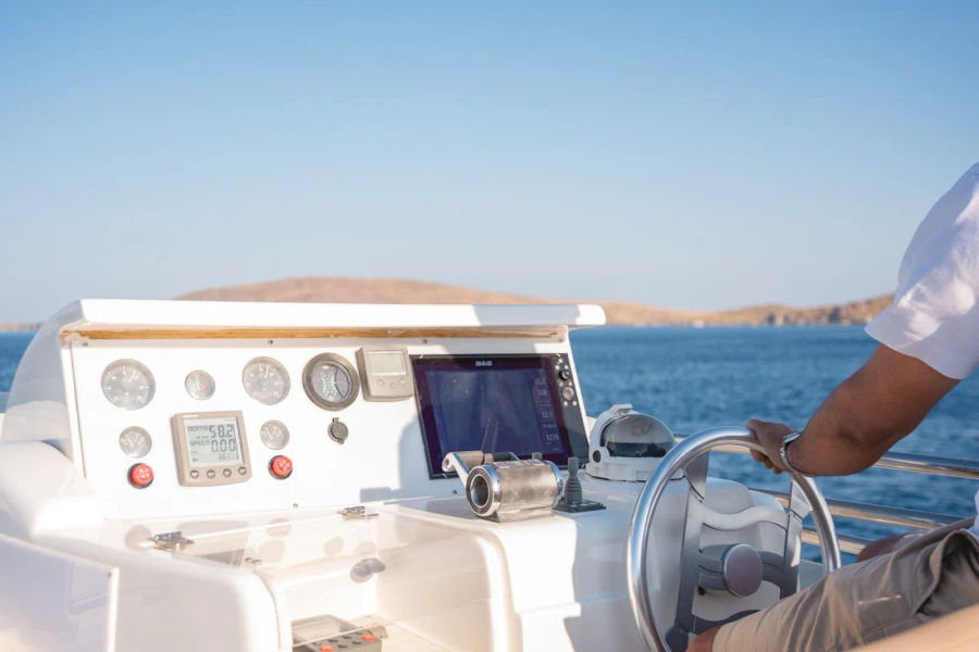 Mykonos Yacht Charter – Ferretti 620 Cruise to Delos & Rhenia or South Beaches | Half-Day or Full-Day Golden Yachting and Sailing