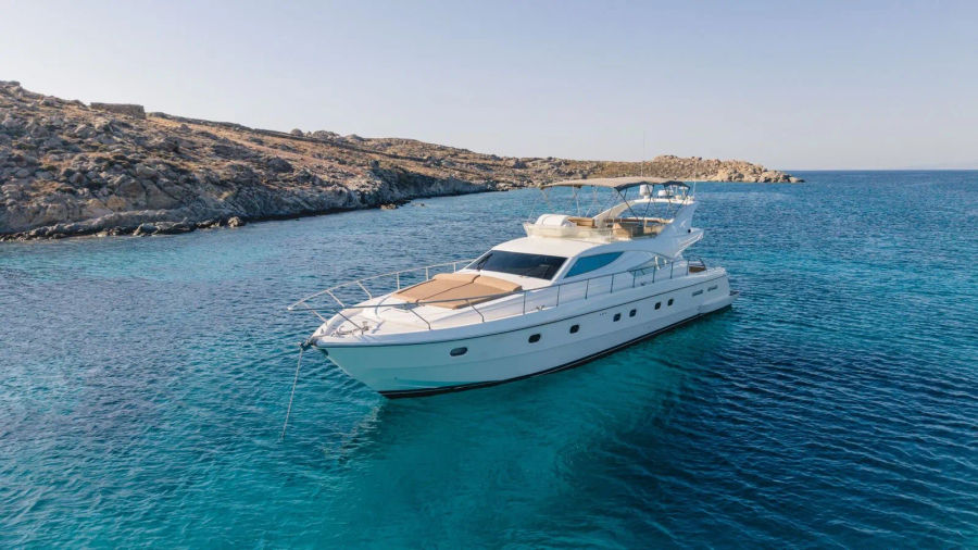 Mykonos Yacht Charter – Ferretti 620 Cruise to Delos & Rhenia or South Beaches | Half-Day or Full-Day Golden Yachting and Sailing