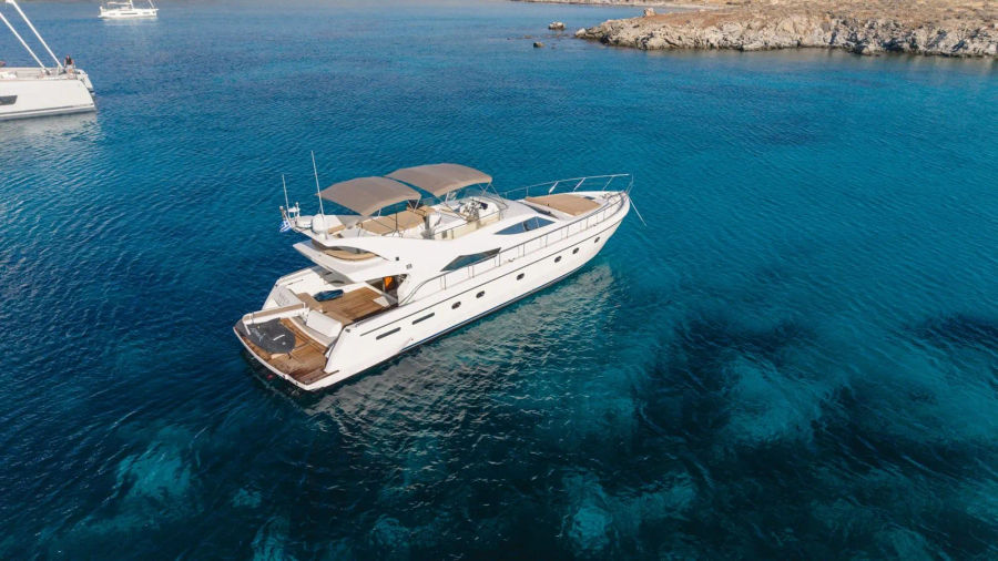 Mykonos Yacht Charter – Ferretti 620 Cruise to Delos & Rhenia or South Beaches | Half-Day or Full-Day Golden Yachting and Sailing