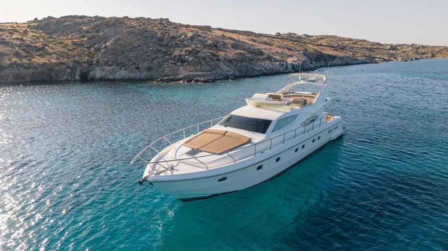 Mykonos Yacht Charter – Ferretti 620 Cruise to Delos & Rhenia or South Beaches | Half-Day or Full-Day Golden Yachting and Sailing