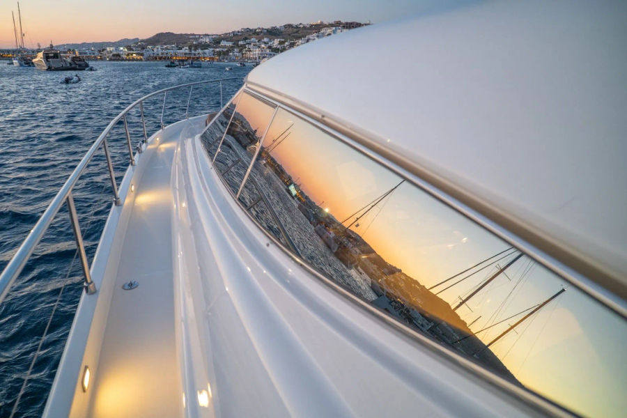 Mykonos Yacht Charter – Ferretti 620 Cruise to Delos & Rhenia or South Beaches | Half-Day or Full-Day Golden Yachting and Sailing