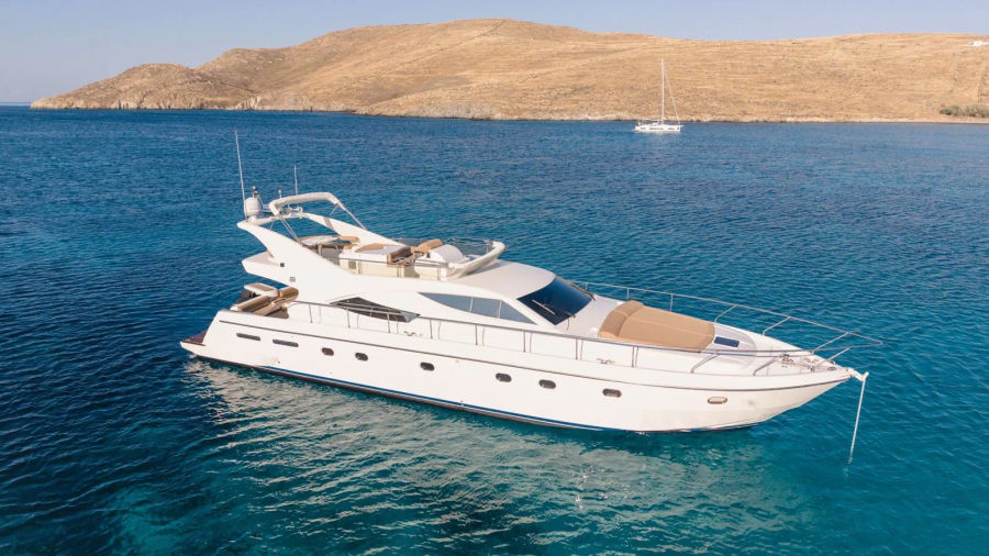 Mykonos Yacht Charter – Ferretti 620 Cruise to Delos & Rhenia or South Beaches | Half-Day or Full-Day Golden Yachting and Sailing