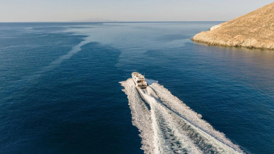 Mykonos Yacht Charter – Ferretti 620 Cruise to Delos & Rhenia or South Beaches | Half-Day or Full-Day Golden Yachting and Sailing