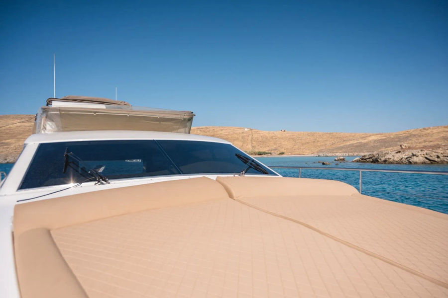 Mykonos Yacht Charter – Ferretti 620 Cruise to Delos & Rhenia or South Beaches | Half-Day or Full-Day Golden Yachting and Sailing