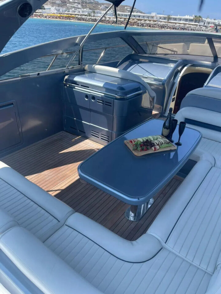 Mykonos Private Full Day cruise with a motor yacht Princess V55(60ft) to either delos and rhenia or south beaches of Mykonos Golden Yachting and Sailing