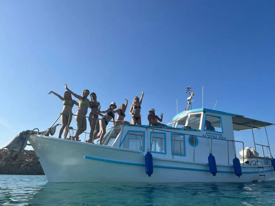 Mykonos Half-Day Private Cruise on a Traditional Caique in South Beaches Golden Yachting and Sailing