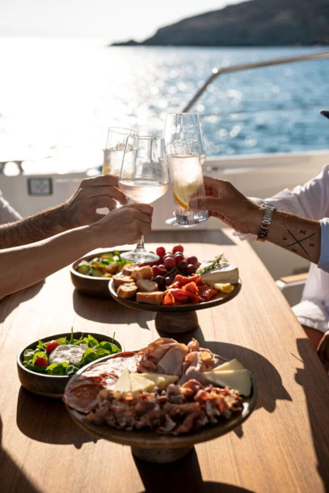 Mykonos Luxury Private Full Day cruise with a motor yacht Prestige 550 Golden Yachting and Sailing